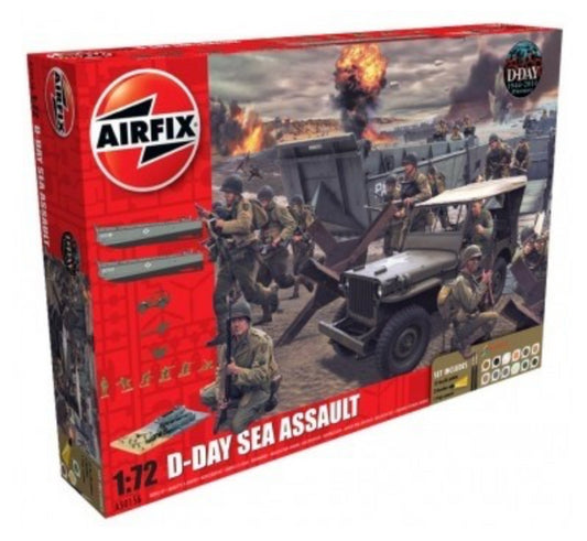 AX50156A AIRFIX  D-Day 75th Anniversary Sea Assault Gift Set (gift or starter set with paints, paint brush and poly cement) 1/76