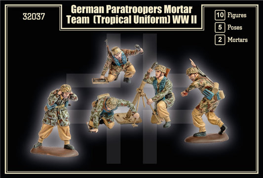 32037 MARS SCALA 1/32 German Paratrooper Mortar Team in tropical uniform (WWII) -NO BOX-SENZA SCATOLA