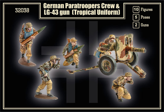 32038 MARS SCALA 1/32 German Paratroopers with 10,5cm LG42 (tropical uniform) (WWII) -NO BOX-SENZA SCATOLA