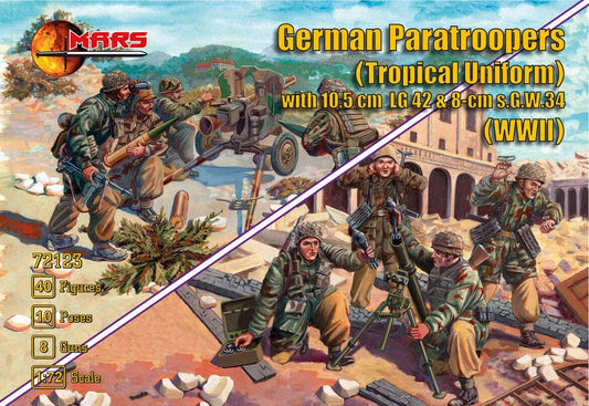 72123 MARS German Paratroopers (Tropical Uniform) with 10.5cm LG 42 & 8cm s.G.W.34 (WWII)