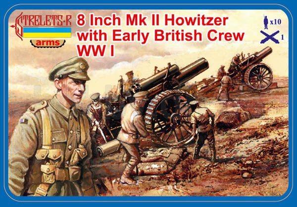 A003 STRELETS SCALA 1/72  8 INCH MKII HOWITZER WITH EARLY BRITISH CREW WWI