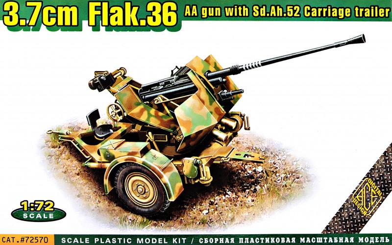 ACE 72570 Flak.36 3.7cm. AA gun with Sd.Ah.52 carriage trailer 1/72