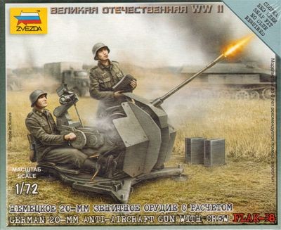 ZVEZDA 6117 German 20mm Anti-Aircraft Gun with 2 Crew figures.