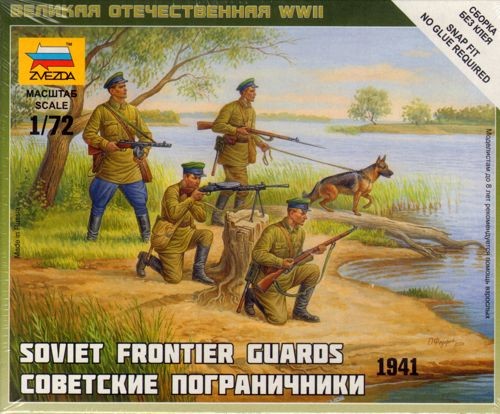 ZVEZDA 6144 Soviet Frontier Guards. Contains 4 figures and one dog